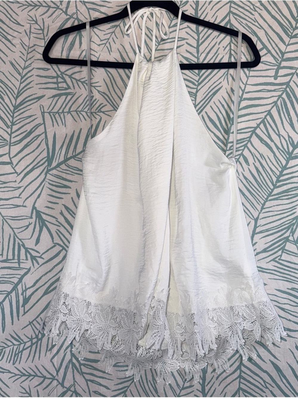 Robert Rodriguez White Halter Lace-Trim Camisole